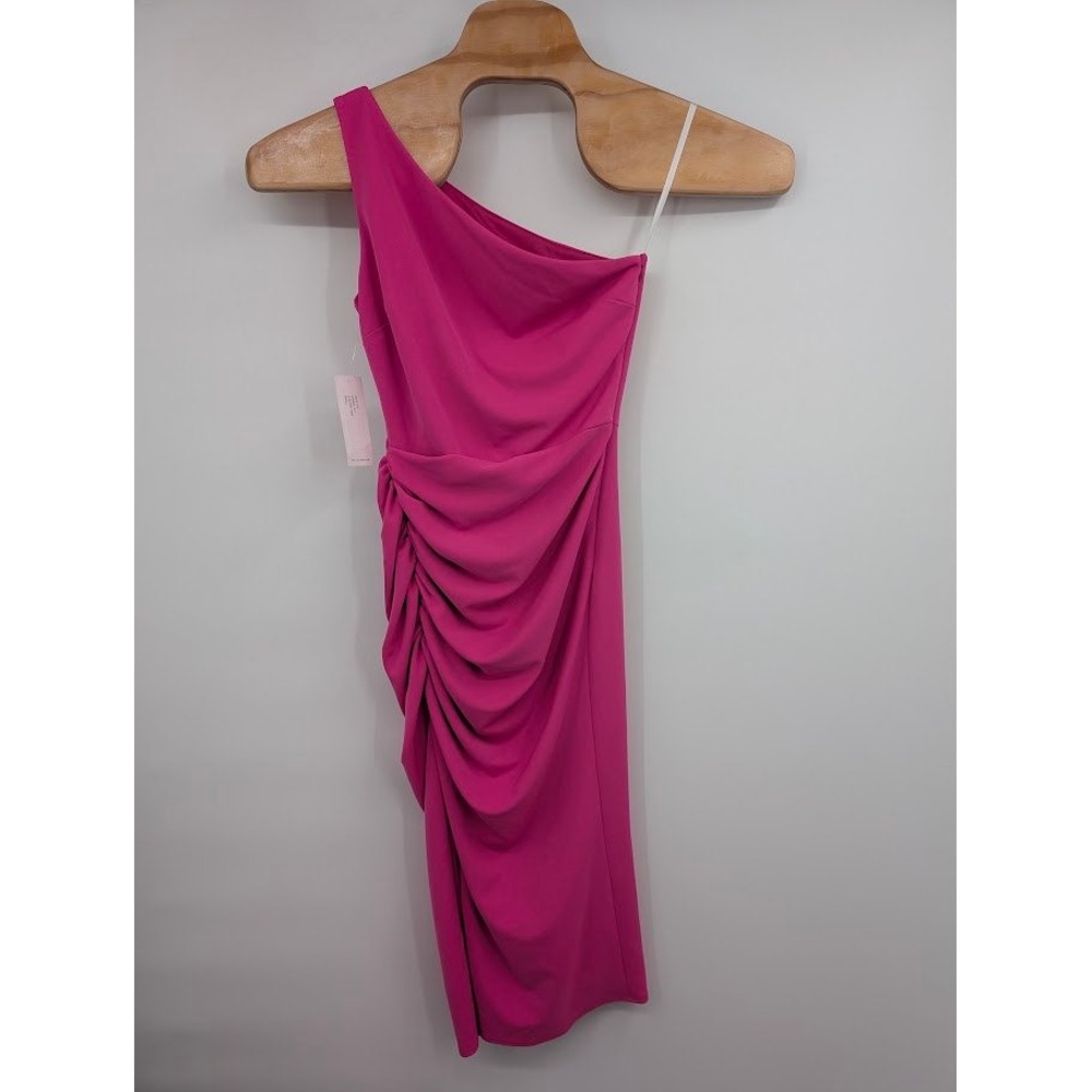 Katie May New Age One Shoulder Ruched Midi Dress Pink NWT sz S
